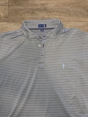 Stitch Light Gray and Blue Stripe Golf Polo 2xl Made In Peru